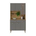Ver imagem 1 de Kit Armário de Cozinha Completa Golden 6 Portas com Nichos Freijó Gris Kits Paraná