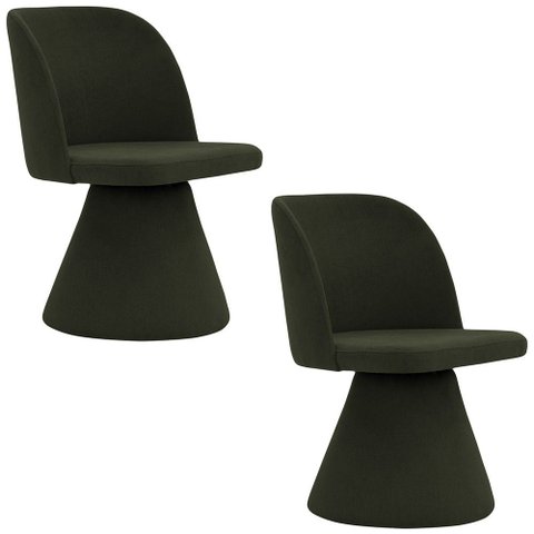 Kit 02 Cadeiras de Jantar Liz Base Fixa Linho Verde Musgo - Nexta Casa