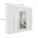 Ver imagem 4 de Guarda-Roupa Casal com Espelho 6 Portas 8 Gavetas e Puxador MDF Yescasa Branco Neve Portugal