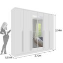 Ver imagem 5 de Guarda-Roupa Casal com Espelho 6 Portas 8 Gavetas e Puxador MDF Yescasa Branco Neve Portugal