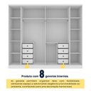 Ver mais imagens de Guarda Roupa Casal 6 Portas 8 Gavetas Puxador MDF 270cm com Espelho Portugal Yescasa Branco/Neve