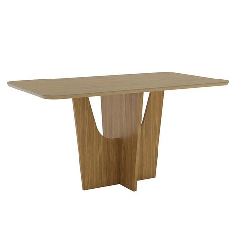 Mesa de Jantar Vértice 160 Cm Canto Arredondado com Vidro Nature – Henn