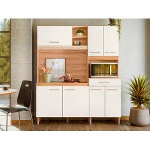 Kit de Cozinha 7 Portas Freijo/off White Cristal Yara Nicioli