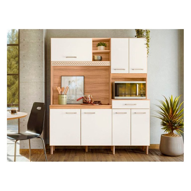 Kit de Cozinha 7 Portas Freijo/off White Cristal Yara Nicioli