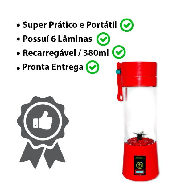 Mini Liquidificador Portátil Pratico Recarregável 6 Laminas - 5
