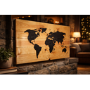 Ver imagem 2 de Mapa Múndi Preto em Madeira Natural