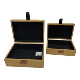 Jogo com 2 Caixas Decorativas Rattan Caramelo - 3