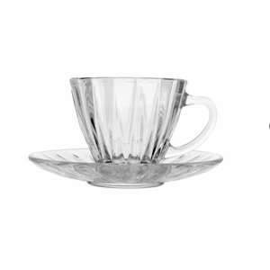 Conjunto 2 Xícaras para Café de Cristal com Pires Radial 180ml - Lyor