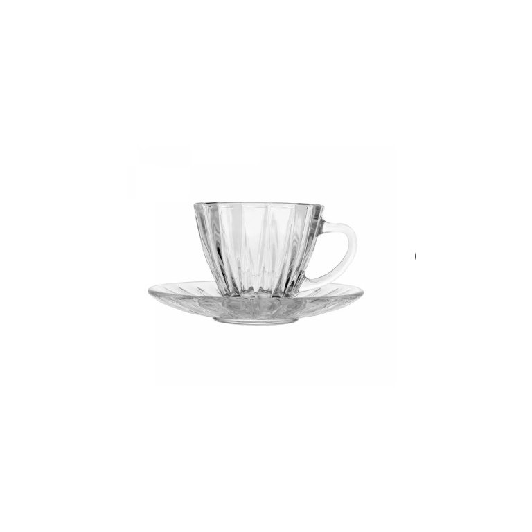 Conjunto 2 Xícaras para Café de Cristal com Pires Radial 180ml - Lyor