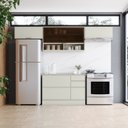 Ver imagem 1 de Cozinha Compacta 100% MDF com Aéreo Basculante Vidro e Balcão Pia com Tampo Fineze