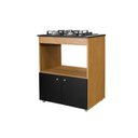 Ver imagem 1 de Balcão Cozinha Fogão Cooktop 4 Bocas 2 Portas Preto e Amadeirado