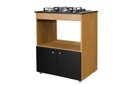 Ver imagem 1 de Balcão Cozinha Fogão Cooktop 4 Bocas 2 Portas Preto e Amadeirado