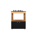 Ver imagem 2 de Balcão Cozinha Fogão Cooktop 4 Bocas 2 Portas Preto e Amadeirado