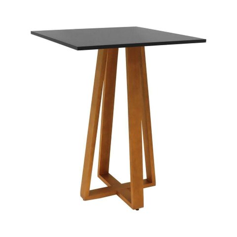 Mesa Bistrô Madri 4 Lugares Quadrada MDF Laqueado Amêndoa e Preto