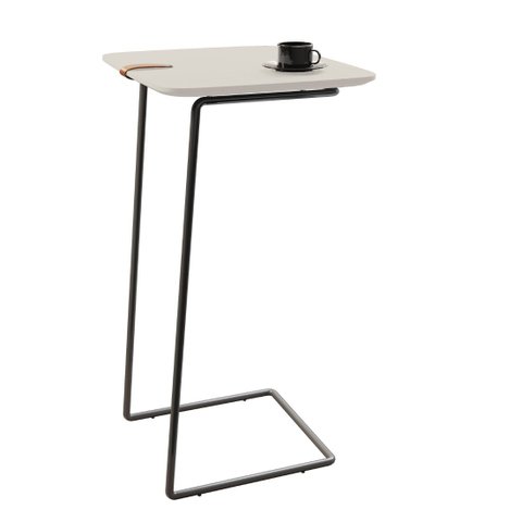 Mesa Apoio Lateral para Sofá Atenas Pé Preto:Laca Off White