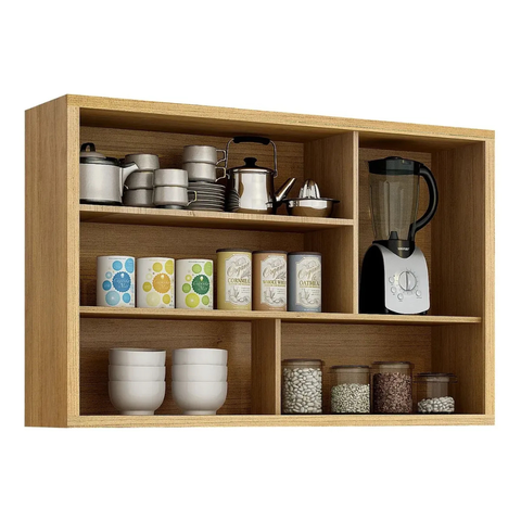 Armário Aéreo para Cozinha 120cm 3 Portas Ripado Torino