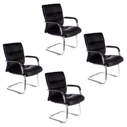 Kit 4 Cadeiras Escritório Fixa Estofada W-50a Preta - 1