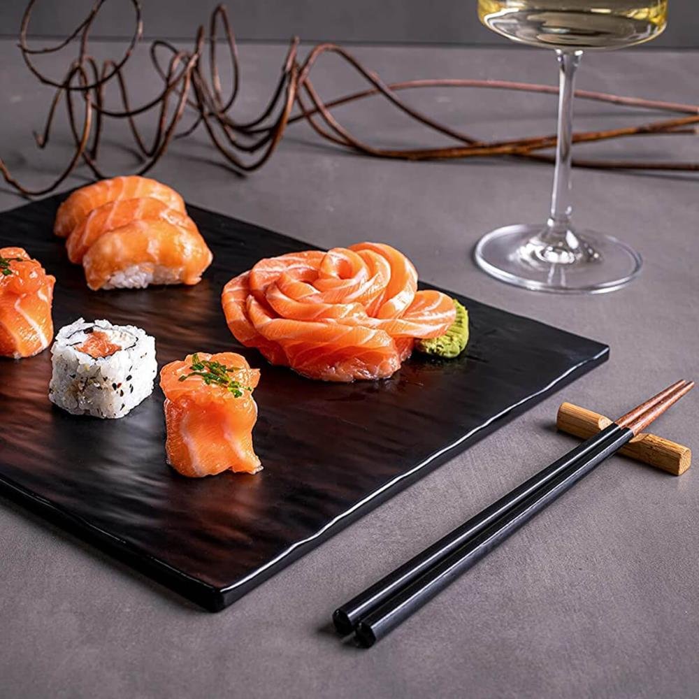 Kit Sushi 4 Pessoas 12 Pçs Hashi Japonês Madeira Molheiras Cerâmica e Apoios de Hashi Nankin Haus - 6