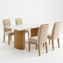 Ver imagem 2 de Conjunto de Mesa de Jantar 4 Lugares Isla e Lyra 120x80cm Cinamomo Off White Bege