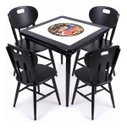 Ver imagem 1 de Conjunto Mesa Jantar Quadrada 80x80cm Madeira + 4 Cadeiras Cozinha - Go Hard Or Go Home - Preta