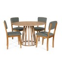 Ver imagem 1 de Mesa de Jantar Redonda Gabi Jade com 4 Cadeiras Estofadas Ella Cinza