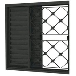 Janela Veneziana 4f 100x100 Req. 7 Cm sem Vidro Grade Xadrez - 2
