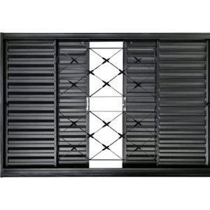 Janela Veneziana 4f 100x100 Req. 7 Cm sem Vidro Grade Xadrez