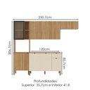 Ver imagem 3 de Cozinha 4 Pecas 251 Cm Mdf Vert Plus Freijo Freijo Soft Ktp