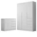 Ver imagem 1 de Cômoda e Guarda Roupa Infantil Eloá Branco Acetinado – Phoenix Baby