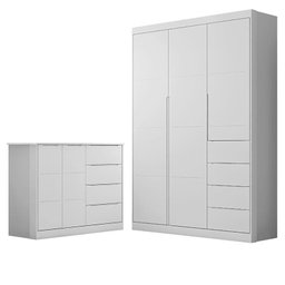 Cômoda e Guarda Roupa Infantil Eloá Branco Acetinado – Phoenix Baby - 1 Cômoda e Guarda Roupa Infantil Eloá Branco Acetinado – Phoenix Baby - 1