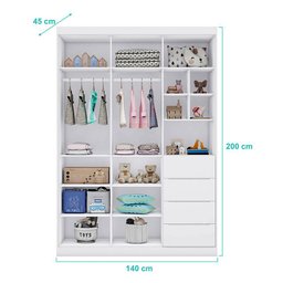 Cômoda e Guarda Roupa Infantil Eloá Branco Acetinado – Phoenix Baby - 3 Cômoda e Guarda Roupa Infantil Eloá Branco Acetinado – Phoenix Baby - 3