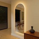 Ver imagem 1 de Espelheira 150x40 E13 Couro Simples Caramelo Sup Par Led Amarelo Bivolt