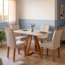 Ver imagem 1 de Conjunto Mesa de Jantar com 4 Cadeiras Estofadas e Tampo de Vidro 120x79x90cm Cinamomo