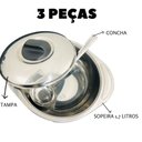 Ver imagem 3 de Kit 3 Peças Sopeira Inox Com Tampa e Concha Para Servir 1,7L