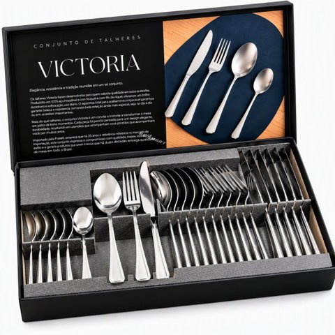 Faqueiro Inox 24 Peças Jogo de Talheres para Jantar e Churrasco 6 Pessoas