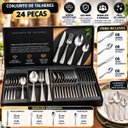 Ver imagem 2 de Faqueiro Inox 24 Peças Jogo de Talheres para Jantar e Churrasco 6 Pessoas