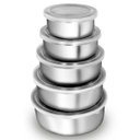 Ver imagem 1 de Conjunto 5 Potes em Alumínio Vasilha Bowl Tigelas com Tampa