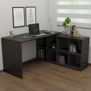Ver imagem 2 de Mesa Escrivaninha em L 140x130cm 8 Nichos Eron A06 Preto - Mpozenato