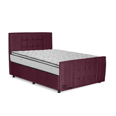 Cama com Cabeceira Casal Estofada Uvaia 140cm Suede: Bordô