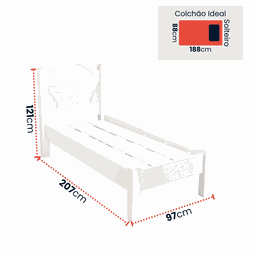 Cama Solteiro Master C/ Estrado Super Reforçado 100% MDF:Branco - 2 Cama Solteiro Master C/ Estrado Super Reforçado 100% MDF:Branco - 2