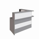 Ver imagem 2 de Balcão Recepção em L e Gaveteiro Suspenso com 2 Gavetas F5 Cor:cinza Sagrado com Branco