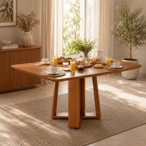 Mesa de Jantar Moderna Base Cruzada MDF 120x80 Nature