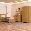 Ver imagem 2 de Quarto Solteiro Bela Cama Comoda e Guarda Roupa Mdf Nature Off Decmade