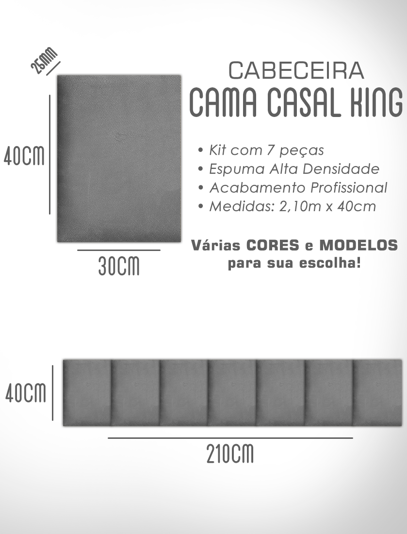 1 Módulo de Cabeceira Cama Box Solteiro Casal Queen King Estofada ...