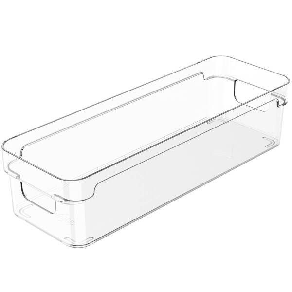 Organizador de Armário Gaveta Geladeira 30x10x7cm Caixa Organizadora Retangular Clear Ou