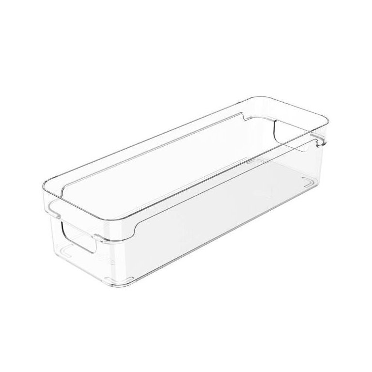 Organizador de Armário Gaveta Geladeira 30x10x7cm Caixa Organizadora Retangular Clear Ou