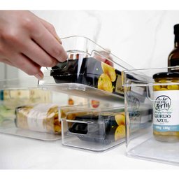 Organizador de Armário Gaveta Geladeira 30x10x7cm Caixa Organizadora Retangular Clear Ou - 2