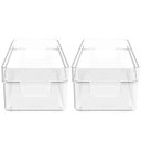 Ver imagem 5 de Kit 2 Organizadores De Armário 30x10x7cm Caixas Organizadoras Retangulares Com Alças Clear OU