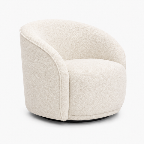 Poltrona Giratória 87cm Heidi Bouclé Nobre Off White - Sallar Home