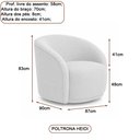 Ver imagem 3 de Poltrona Giratória 87cm Heidi Bouclé Nobre Off White - Sallar Home